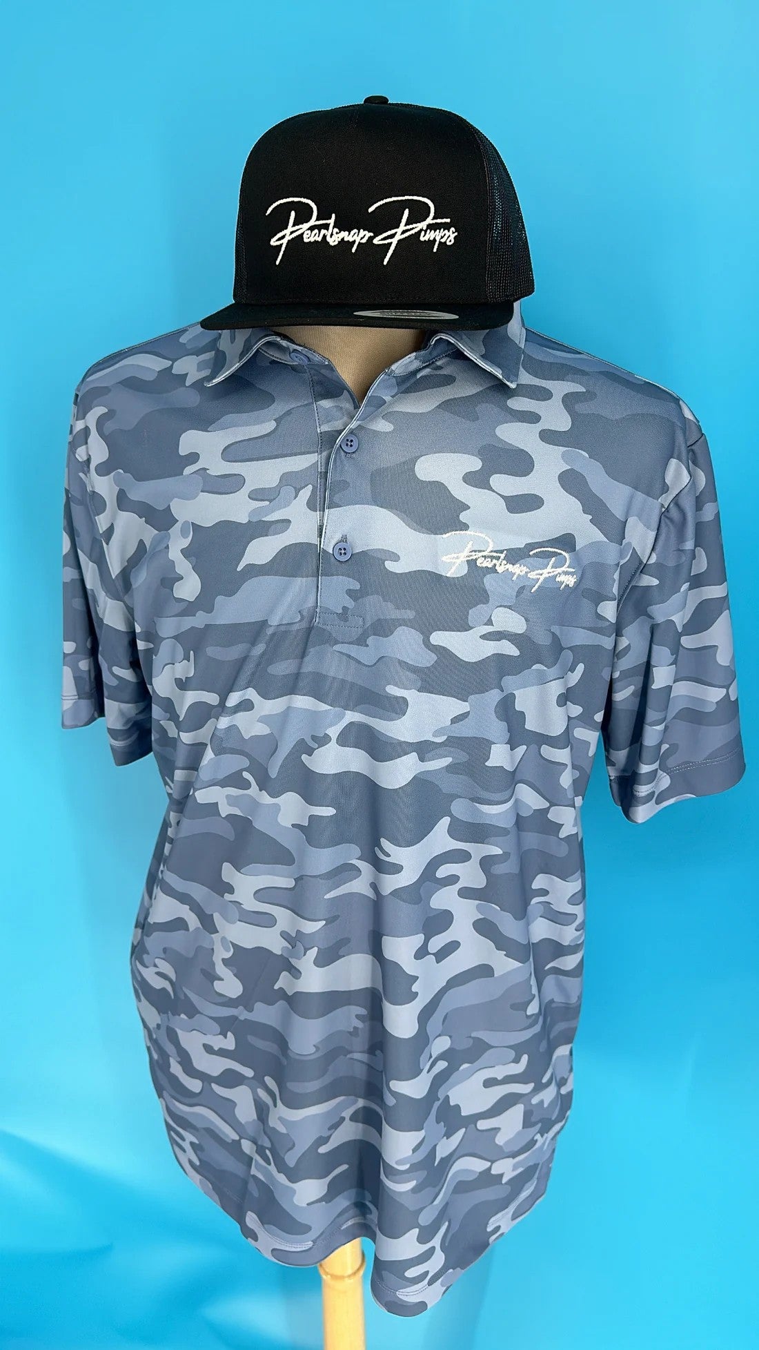 BLUE GOLF POLO - RED EMBROIDERY